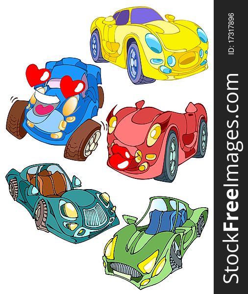 Cartoon transport.Multi-colored cars toys. Cartoon transport.Multi-colored cars toys.