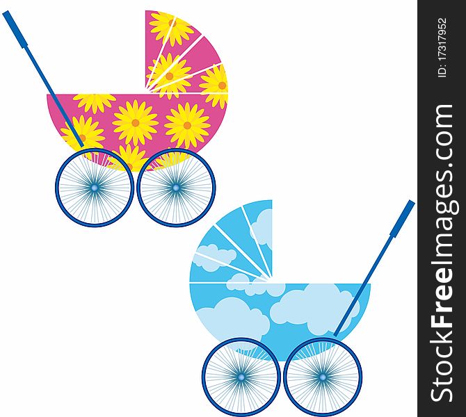 Pink or blue pram for newborns and their mothers. Pink or blue pram for newborns and their mothers