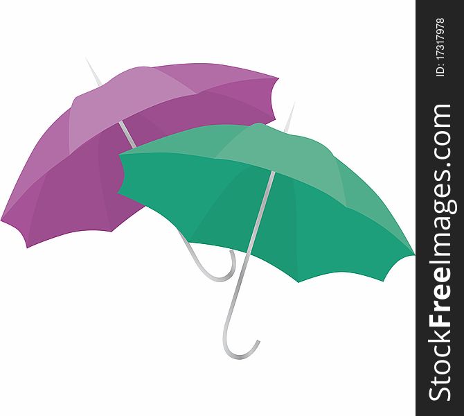 Vector drawing of a purple umbrella open to the rain