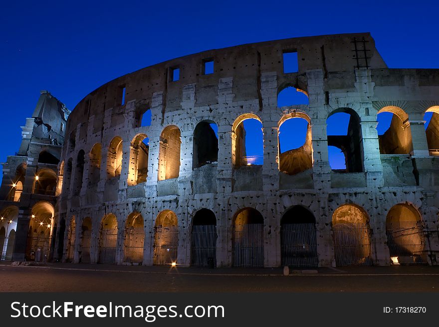 View of Coliseum at sunrise, Rome, Italy