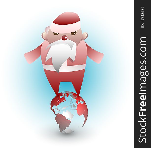 A busy, stressed Santa Claus connects people around the world. A busy, stressed Santa Claus connects people around the world.