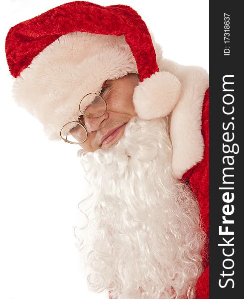 Funny Santa Claus on white background