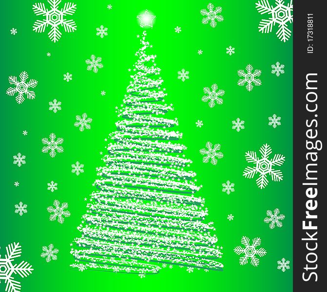 Vector christmas fur-tree on green background. Vector christmas fur-tree on green background.