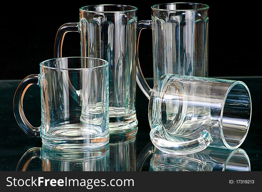 Empty glass isolated on a black  background