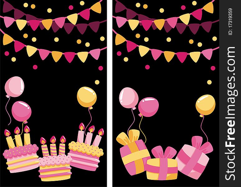 Greeting postcard. Happy Birthday! Two variants. Greeting postcard. Happy Birthday! Two variants