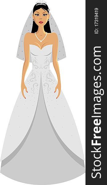 A bride in a wedding dress white