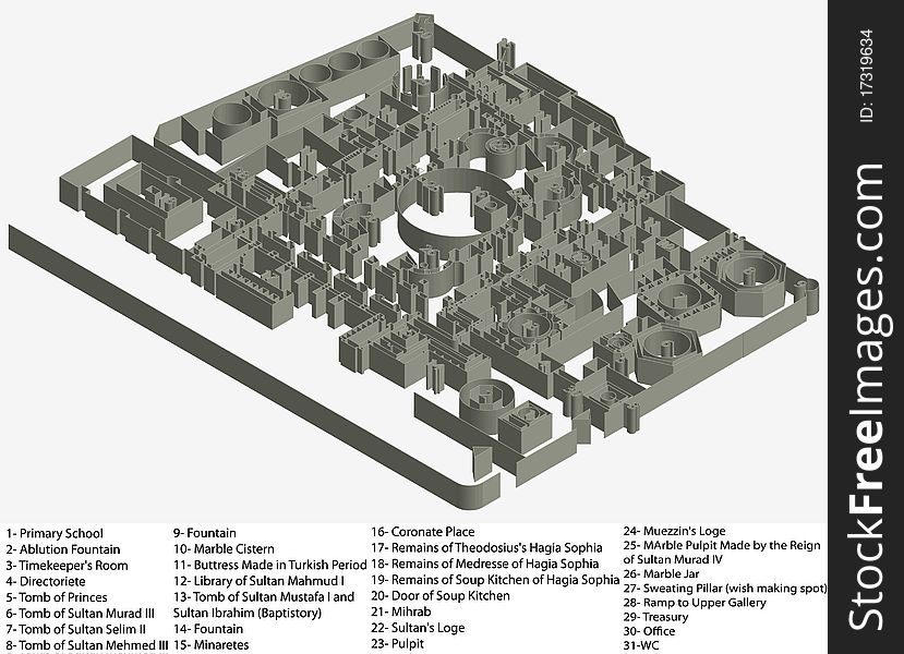 Floor Plan of Hagia Sophia Museum