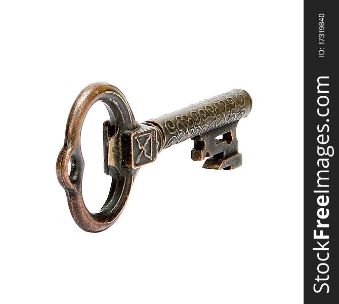 Vintage Bronze Key Isolated