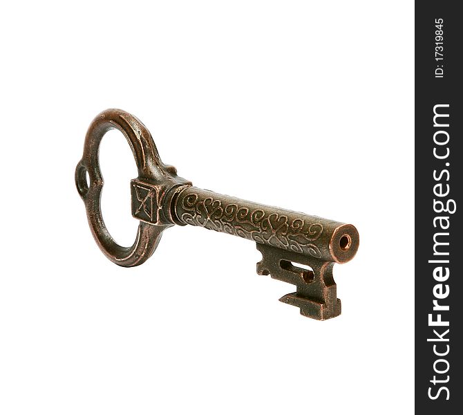 Vintage Bronze Key Isolated