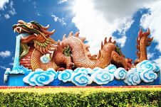 Golden Dragon And Blue Sky Stock Photography