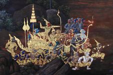Thai Style Painting In Temple Royalty Free Stock Photography