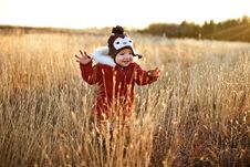 Cute Girl Running Through A Field At Sunset Royalty Free Stock Image Cute Girl Running Through A Field At Sunset Royalty Free Stock Image