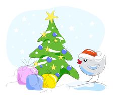 Bird In Santa Claus Hat Royalty Free Stock Images Bird In Santa Claus Hat Royalty Free Stock Images