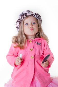 Fashionable Little Girl Sending A Kiss Royalty Free Stock Photography Fashionable Little Girl Sending A Kiss Royalty Free Stock Photography