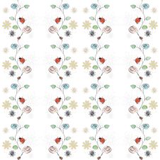 Vector With Flowers And Ladybirds Stock Photography