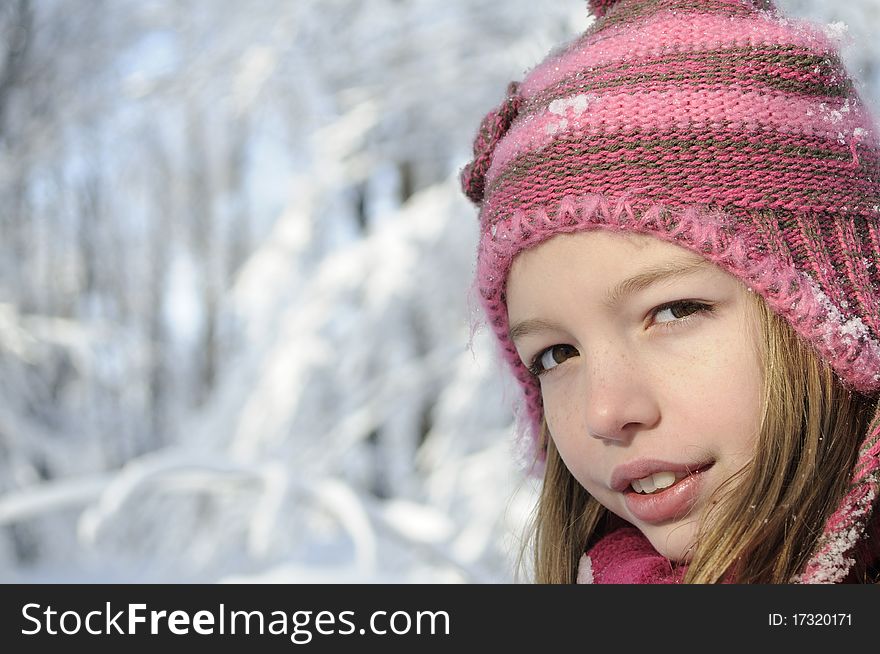 Beautiful girl smiling in winter