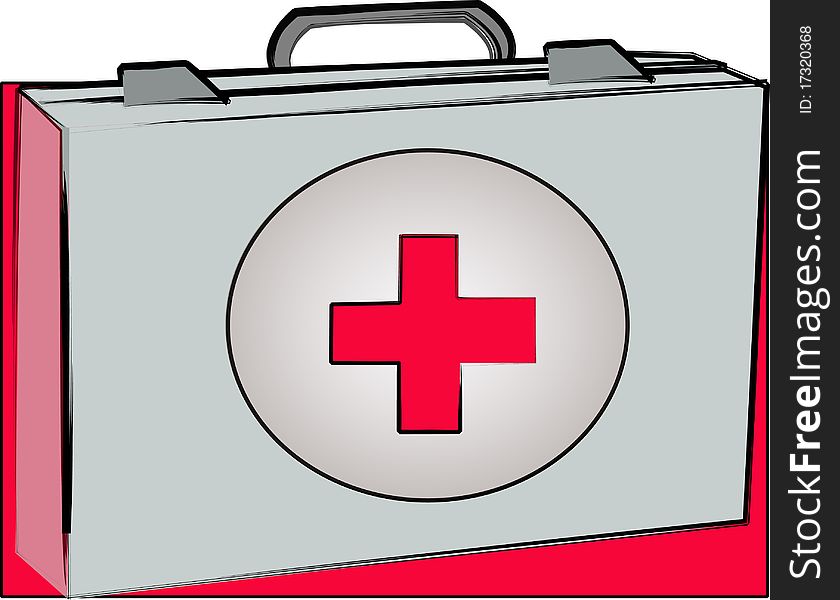 First aid box with the color of red illustrated
