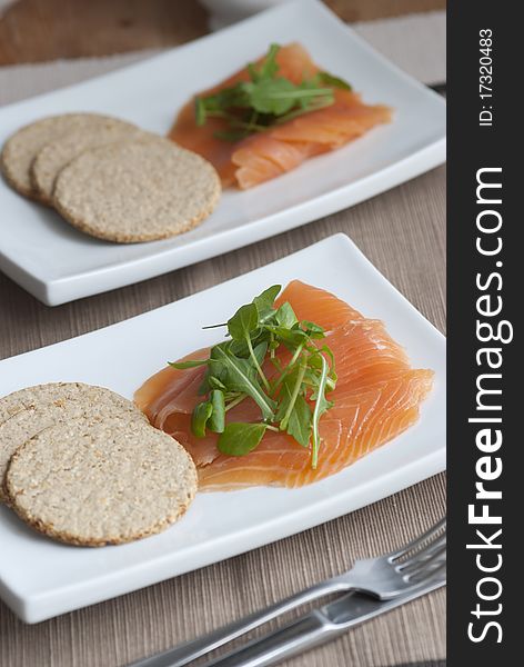 Smoked salmon with oatcakes