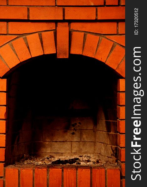 Fireplace close up red brick