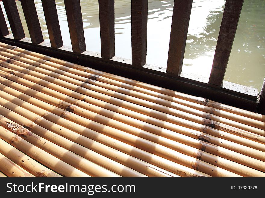 Bamboo texture background and shadow near the river. Bamboo texture background and shadow near the river