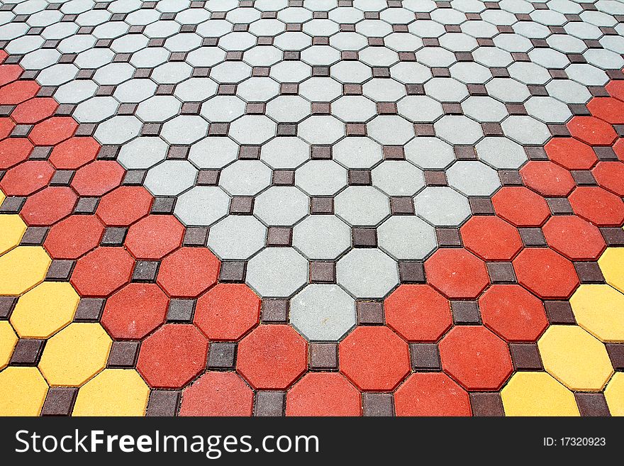 Colorful pavement pattern walkway in Thailand
