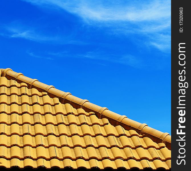 Roof pattern and blue sky in Thailand