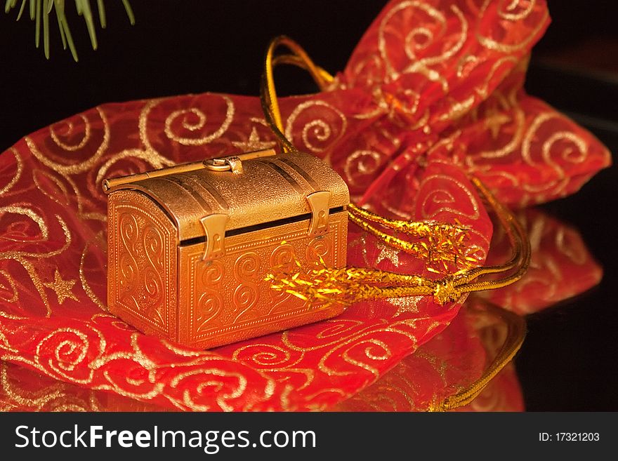 Christmas gift box on a dark background. Christmas gift box on a dark background
