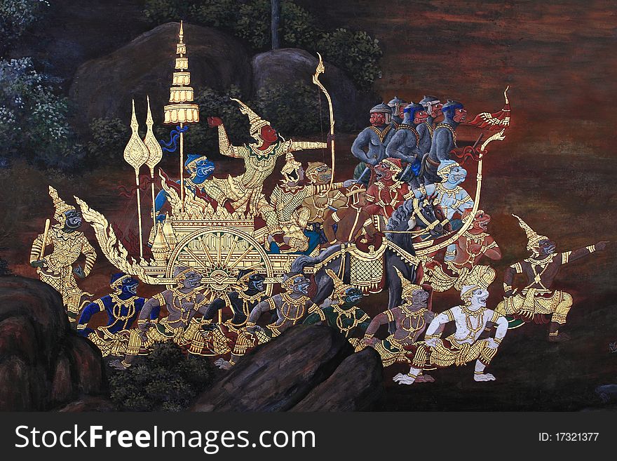 Thai Style Painting In Temple