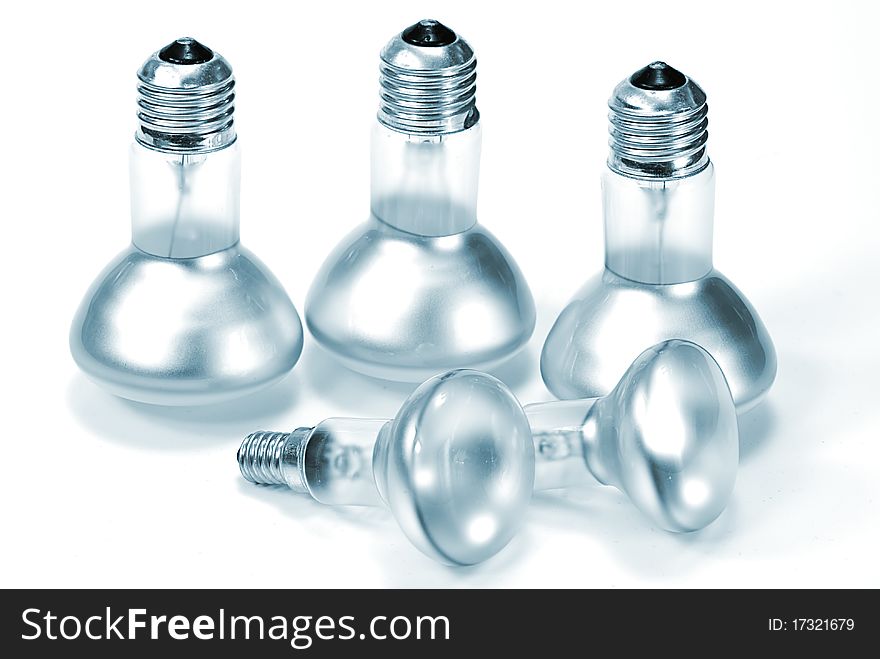 A light bulb on the white background