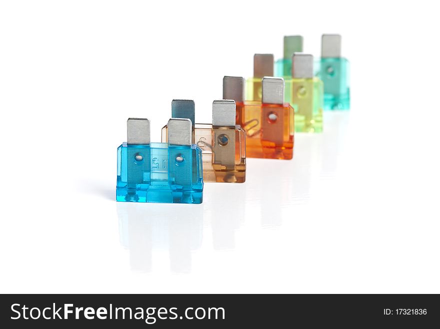 Electronic components on a white background.