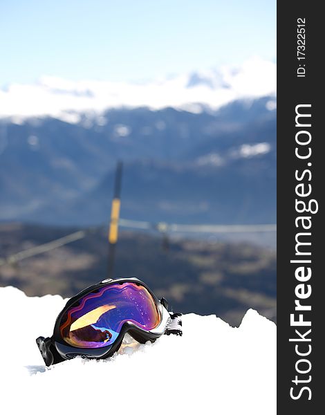 Snowboard mask in the mountains