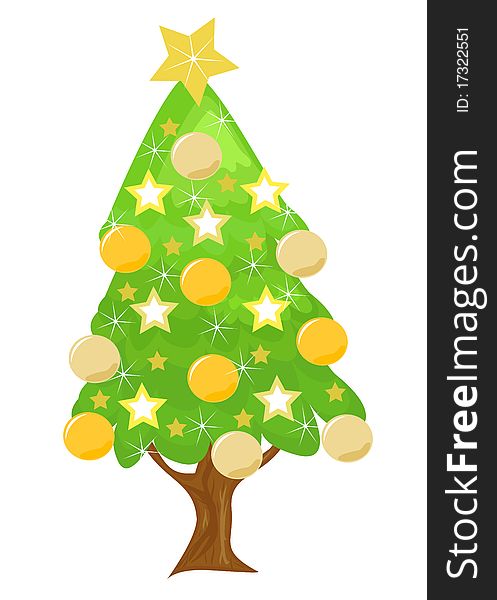 Decorated Golden Christmas Tree