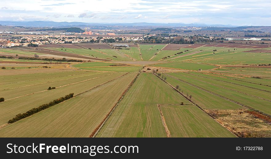 Etang de Montady, dry pond near Beziers, in Languedoc Roussillon, France