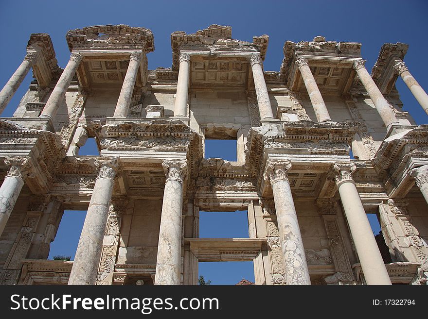 Ancient Roman columns the Library of Celsius