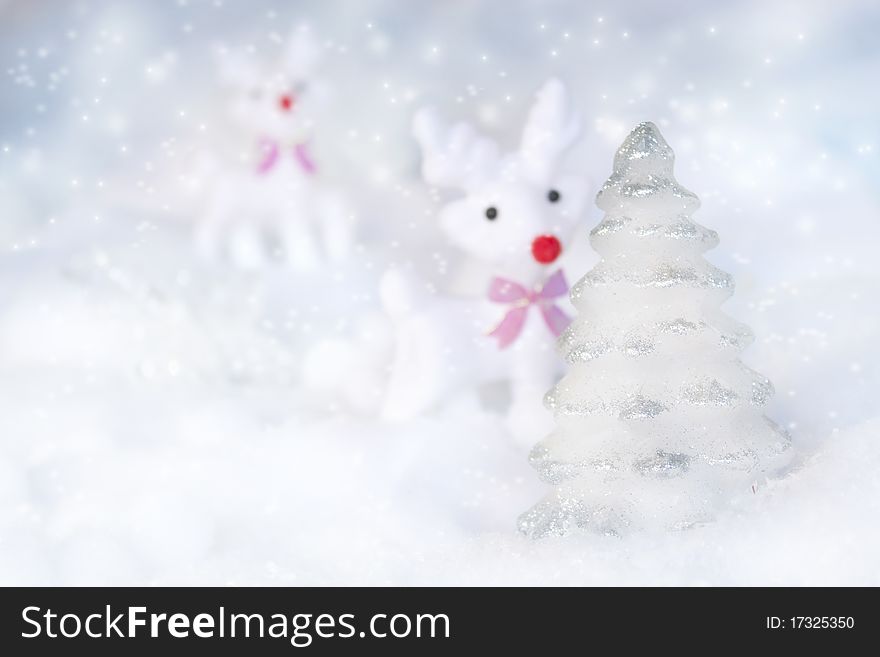 Silver Christmas Tree With Reindeer