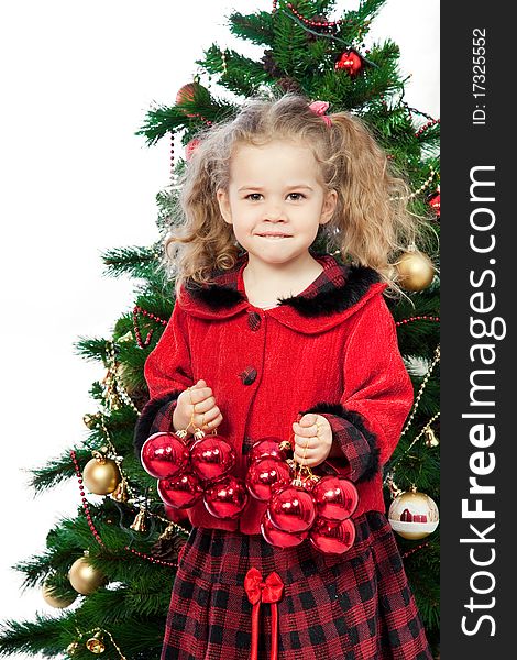 Portrait of a little girl with red bulb. Portrait of a little girl with red bulb