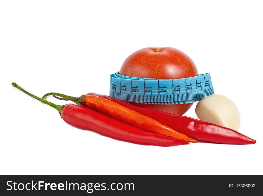 Tomato chili garlic meter isolated. Tomato chili garlic meter isolated