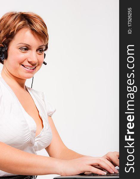 Support Phone Operator In Headset