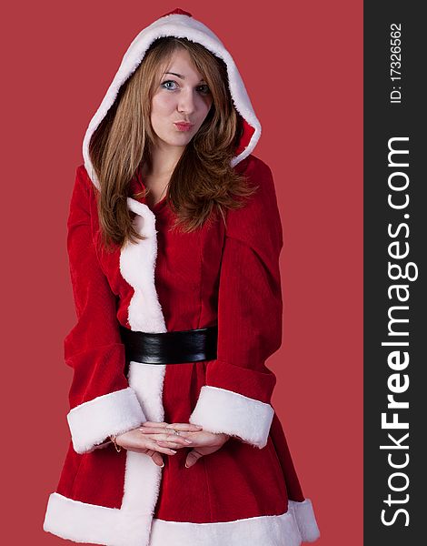 Sexy Girl Wearing Santa Claus Clothes