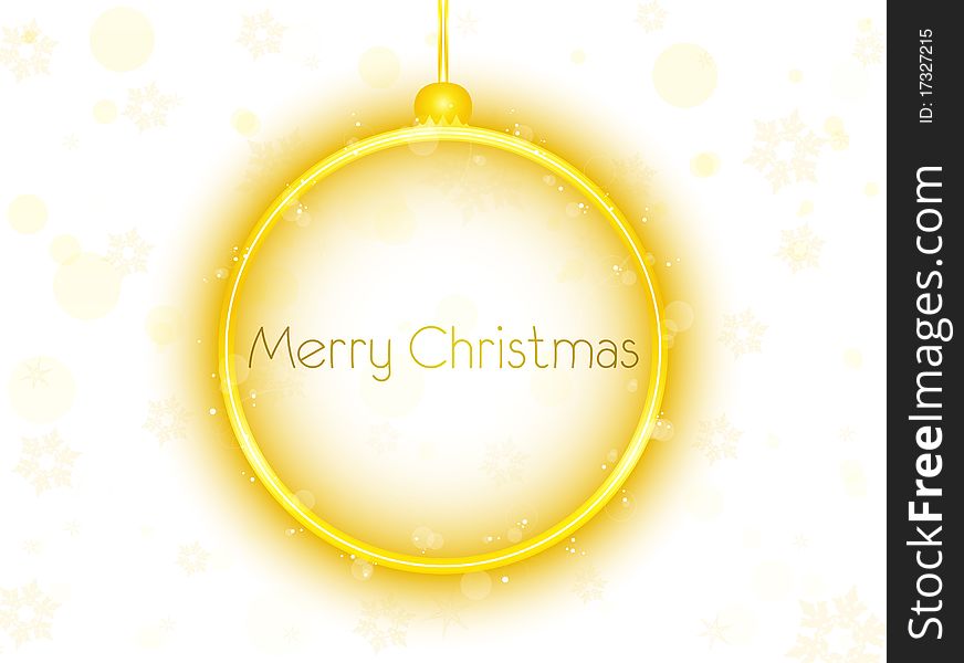 Golden Neon Christmas Ball on White Background. Golden Neon Christmas Ball on White Background