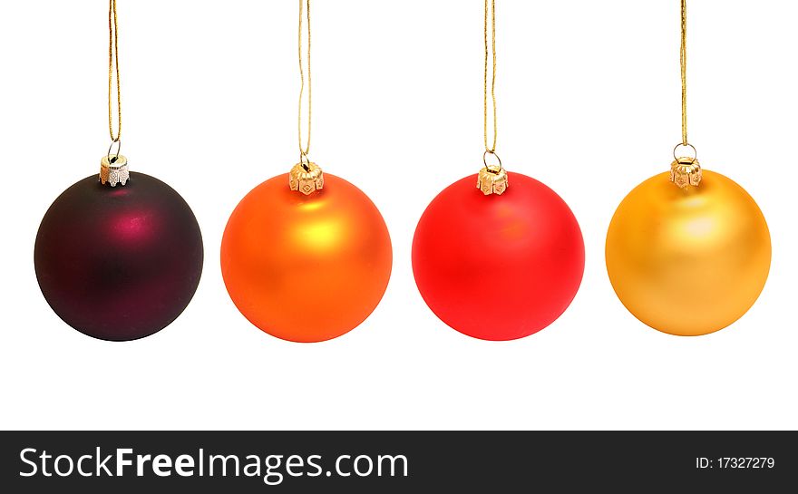 Set of color christmas baubles isolated on white
