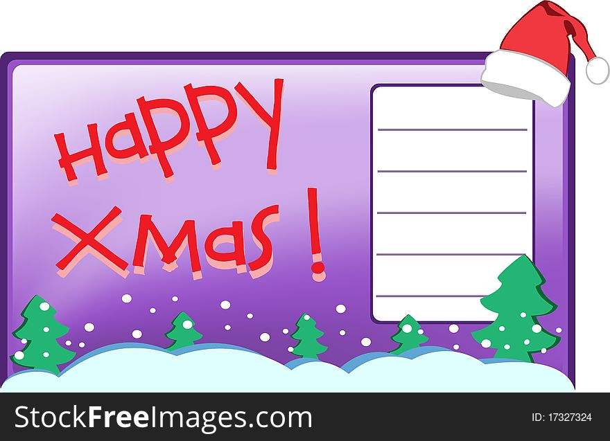 Vector christmas postcard with label to write. Vector christmas postcard with label to write.