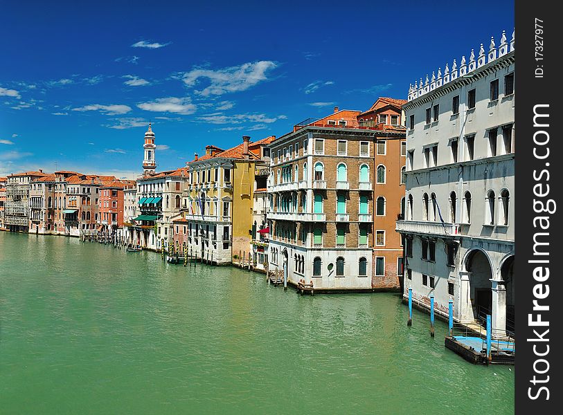 View from Bridge Ponte di Rialto on Grand Canal in Venice. View from Bridge Ponte di Rialto on Grand Canal in Venice