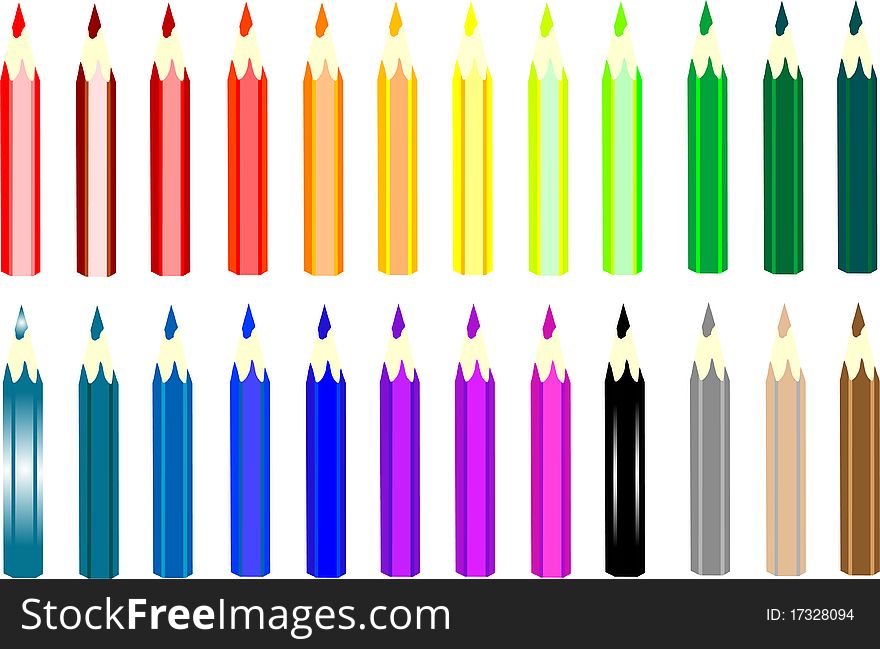 Colored pencils isolated on a white background. Colored pencils isolated on a white background