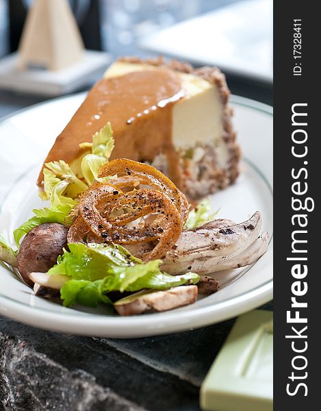 Chicken cheesecake with a fresh salad
