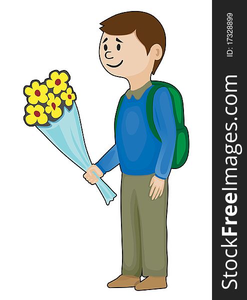 Schoolboy with flowers