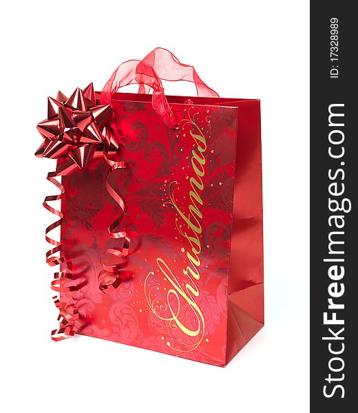 A gift bag isolated against a white background