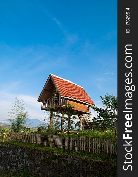 A traditional small house above the mountain, located in west java, indonesia