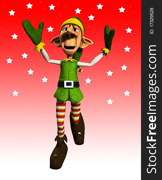 A happy jumping Elf for the Christmas holidays.