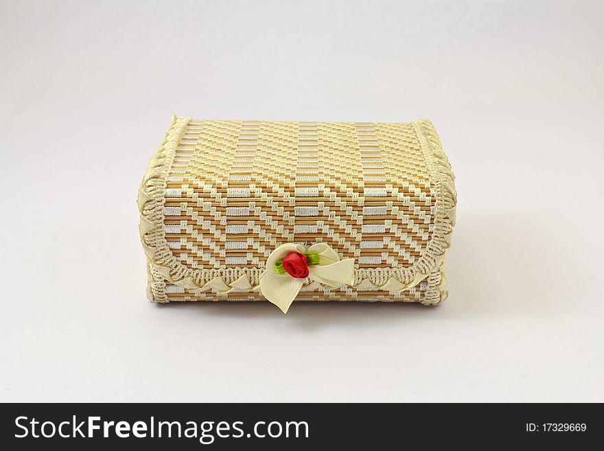 Box bamboo handmade have redrose and ribbon. Box bamboo handmade have redrose and ribbon